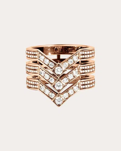 Statement Paris Women's Diamond Three-row Stairway Ring In Pink