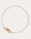 Statement Paris Women's Unchained Diamond & Pearl 18k Gold Entre-maille Necklace In Gold