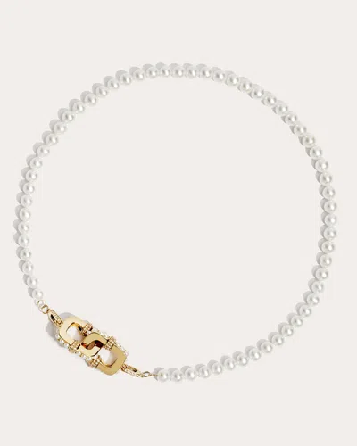 Statement Paris Women's Unchained Diamond & Pearl 18k Gold Entre-maille Necklace