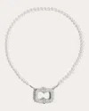 Statement Paris Women's Unchained Diamond & Pearl Sterling Silver Plastron Necklace Rhodium-plated Sterling Silver In Silver