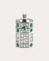 Statement Paris Women's Wish Box Diamond & Emerald Platine Pendant Necklace In Silver