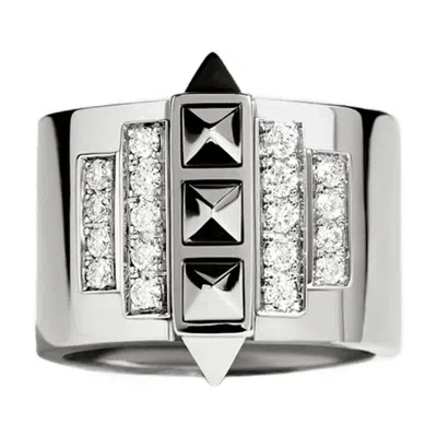 Statement Rockaway Pinky Ring 5 Picots In Diamonds/silver