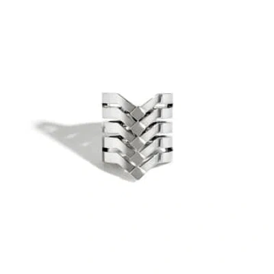 Statement Silver 5 -row Stairway Ring In White