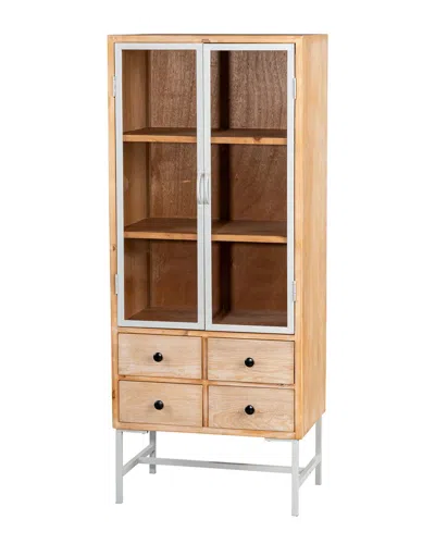 Statements By J Alina 2 Doors Glass Tall Accent Cabinet In Neutral