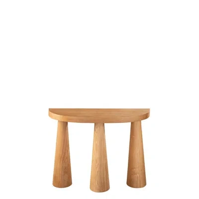 Statements By J Alinda 40"long Cone Legs Half Moon Console Table And Free Form Mirror Set In Oak Wood