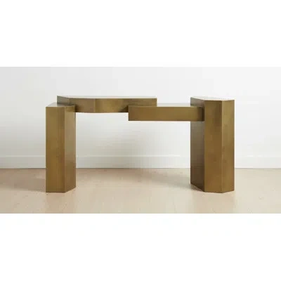 Statements By J Brooke Modern Sculptural  Console Table In Brass In Brushed Brass