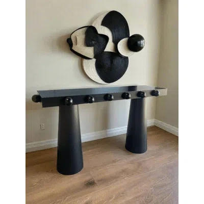 Statements By J Dot 65"long Modern Architectural Console Table With Ball Design In Light In Black