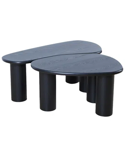 Statements By J Fendy Set Of 2 Free Form Wood Coffee Tables In Black