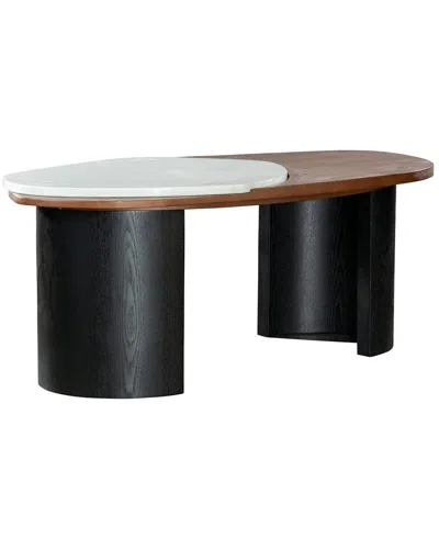 Statements By J Modern Irregular Braxton Marble Top Coffee Table In Black