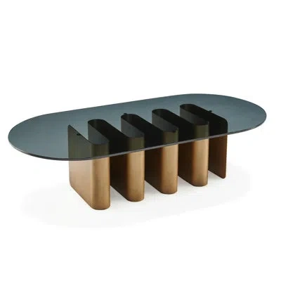Statements By J Sculptural Glass Top Oval Coffee Table In Multi