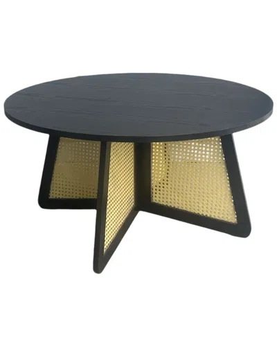 Statements By J Shia Cane Round Coffee Table In Black