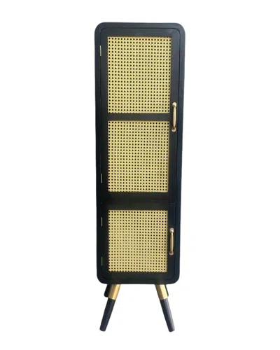 Statements By J Shia Tall Cane Accent Cabinet In Black
