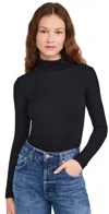Stateside 2x1 Fine Rib Long Sleeve Turtleneck Black In Black