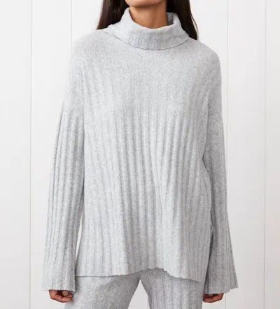 Stateside 6x6 Sweater Rib Turtleneck Tunic In Heather Grey