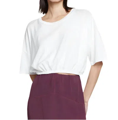 Stateside Cloud Jersey Cropped Elastic Waist Tee In White