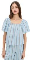 Stateside Column Stripe Poplin Swing Top Blue Multi Stripe In Blue Multi Stripe