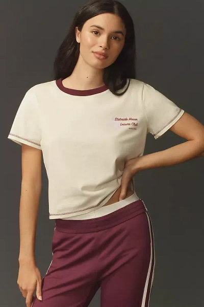 Stateside Dolman Short-sleeve Ringer Tee In Beige
