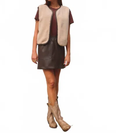 Stateside Faux Fur Vest In Brown
