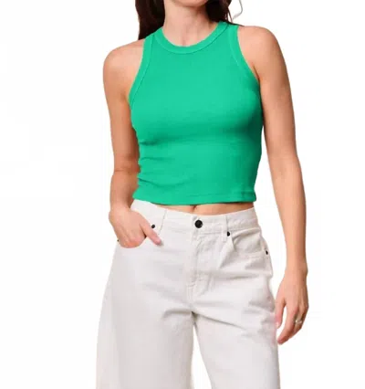 Stateside Fine 2x1 Rib Cropped High Neck Top In Kelly Green