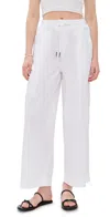 Stateside Fine Poplin Ribbed Waist Drawstring Pants White In White