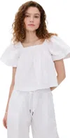 Stateside Fine Poplin Swing Top White In White