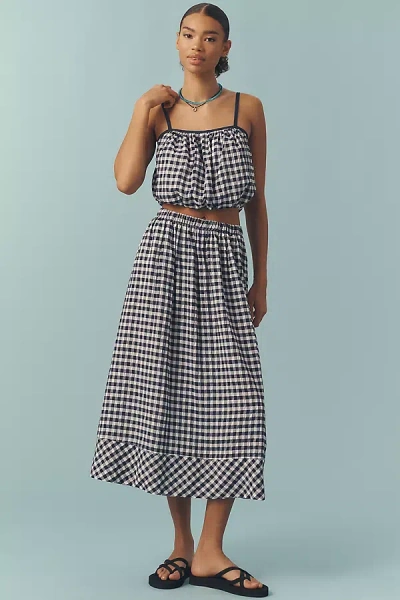 Stateside Gingham Maxi Skirt In Blue
