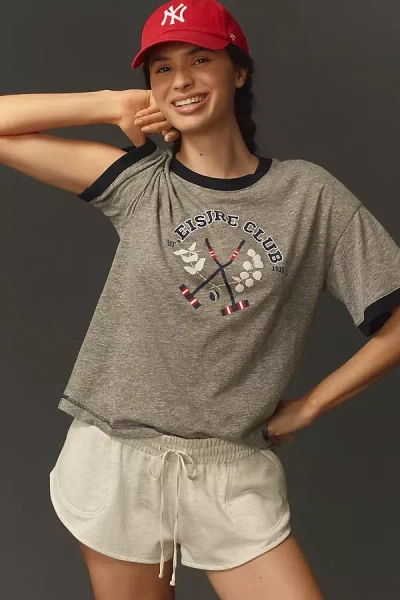 Stateside Graphic Boyfriend Ringer Tee In Grey