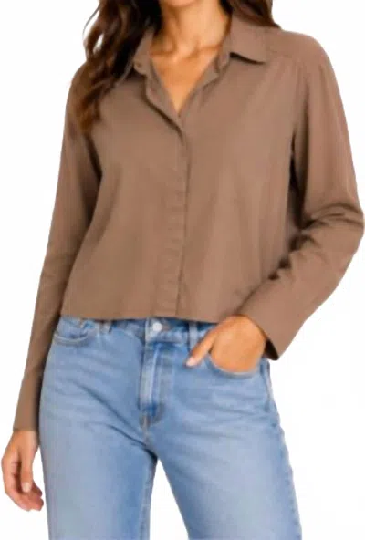 Stateside Heavy Poplin Cropped Shirt In Mocha In Brown