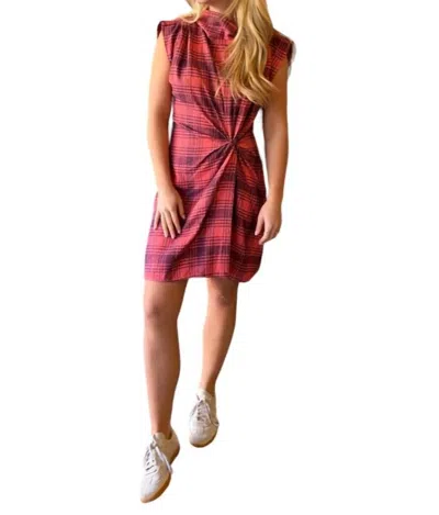 Stateside Hudson Plaid Mini Pleated Dress In Hibiscus In Pink