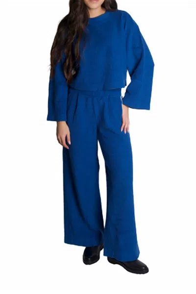 Stateside Jasper Knit Cord Flare Sleeve Top In True Blue