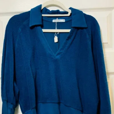 Stateside Johnny Sherpa Collar Sweatshir In Deep Sea Blue