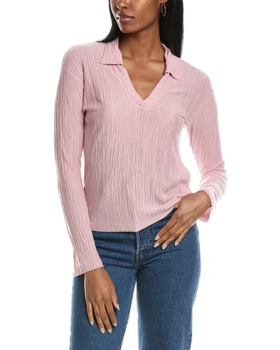 Stateside Knit Plisse Polo Shirt In Pink