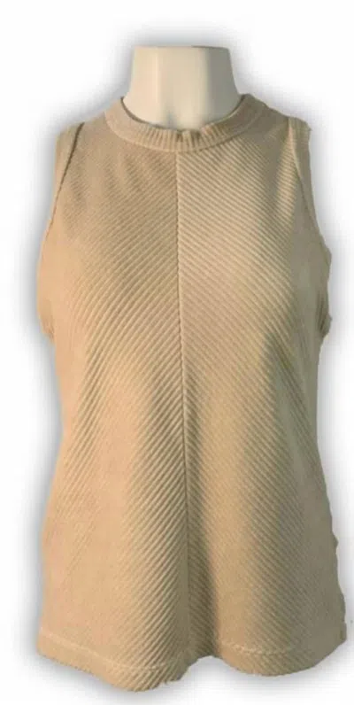 Stateside Knit Velour Corduroy Chevron Tank Top Stone $96.00 In White