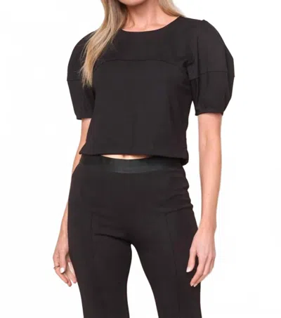 Stateside Lantern Short Sleeve Shirt In Black In Animal Print