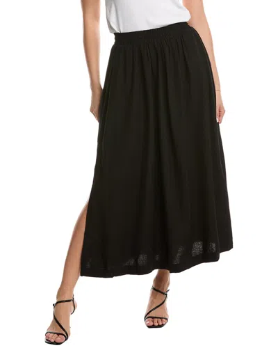 Stateside Linen-blend Midi Skirt In Black