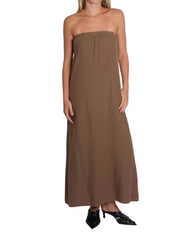 Stateside Linen Column Maxi Dress In Taupe In Gray