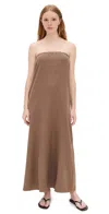 Stateside Linen Column Maxi Dress Taupe In Taupe