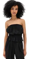Stateside Linen Cropped Tube Top Black In Black