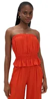 Stateside Linen Cropped Tube Top Fiesta Red In Red
