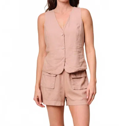 Stateside Linen Long Vest In Almond In Neutral