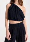 Stateside Linen One Shoulder Top In Black In Black