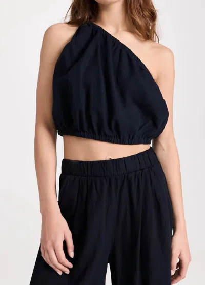 Stateside Linen One Shoulder Top In Black