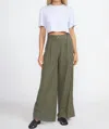 Stateside Linen Wide Leg Trouser In Fern In Grey