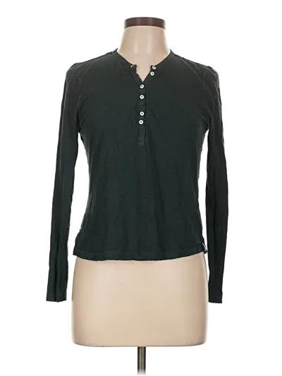 Pre-owned Stateside Long Sleeve Henley Shirt In Green