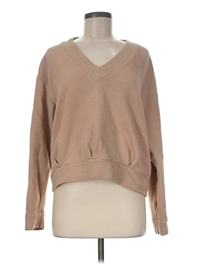 Pre-owned Stateside Long Sleeve Top Tan V-neck Tops