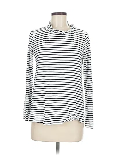 Pre-owned Stateside Long Sleeve Top White Stripes Pattern Turtleneck Tops