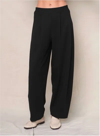 Stateside Luxe Ponte Barrel Trouser In Black In Yellow