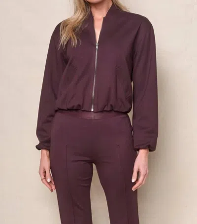 Stateside Luxe Ponte Bomber Jacket In Cabernet In Burgundy
