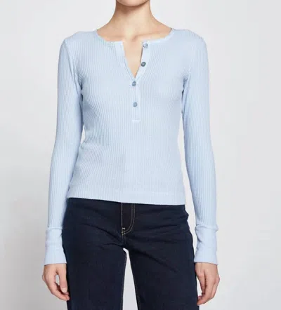 Stateside Luxe Thermal Henley In Winter Sky In Multi