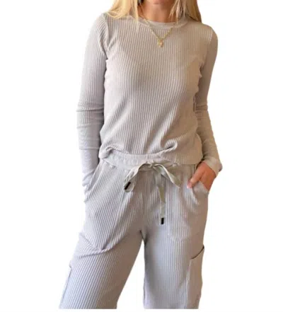 Stateside Mini Luxe Thermal Long Sleeve Top In Harbour In Gray
